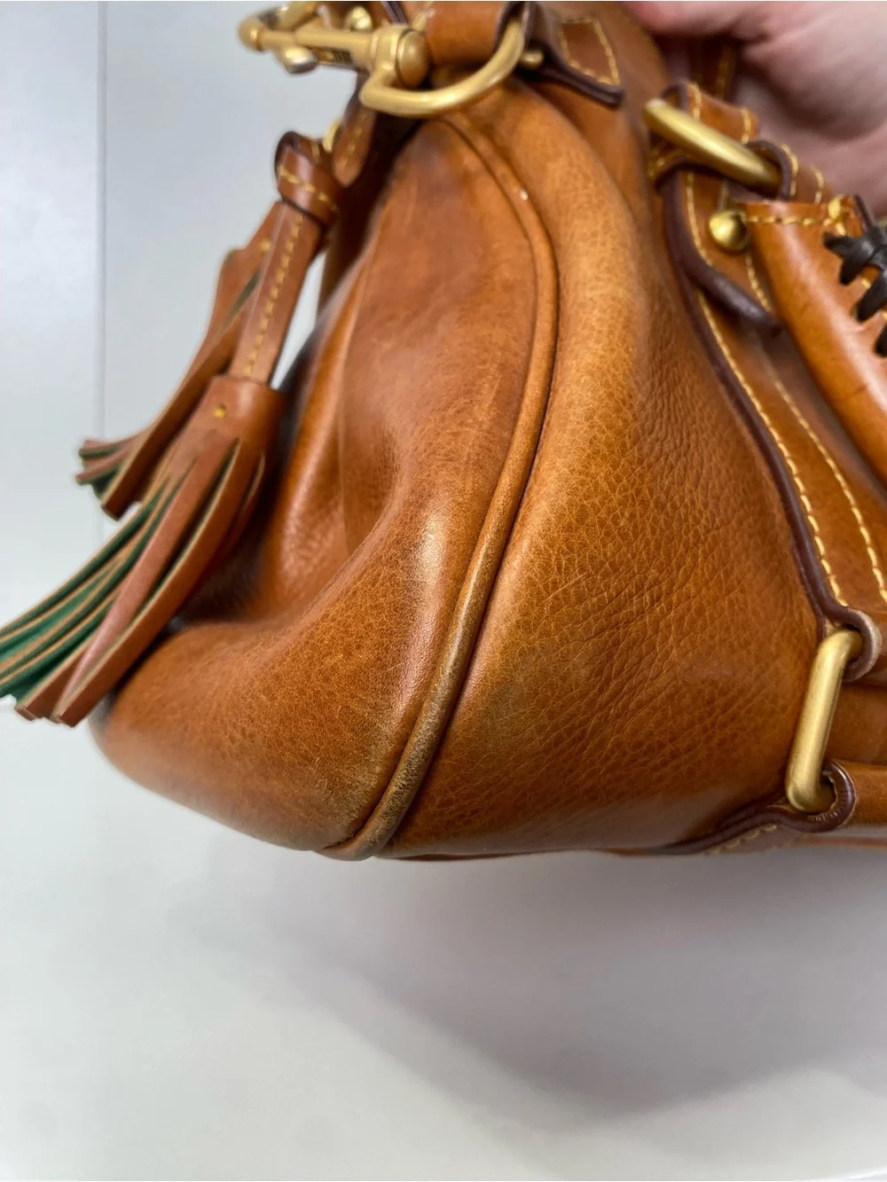 Dooney and Bourke Florentine Satchel Natural Brown Leather Bag